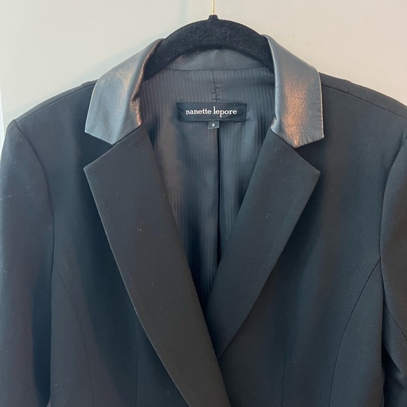 Nanette Lepore Black Jacket LeatherCollar Size 6 - Picture 8 of 16